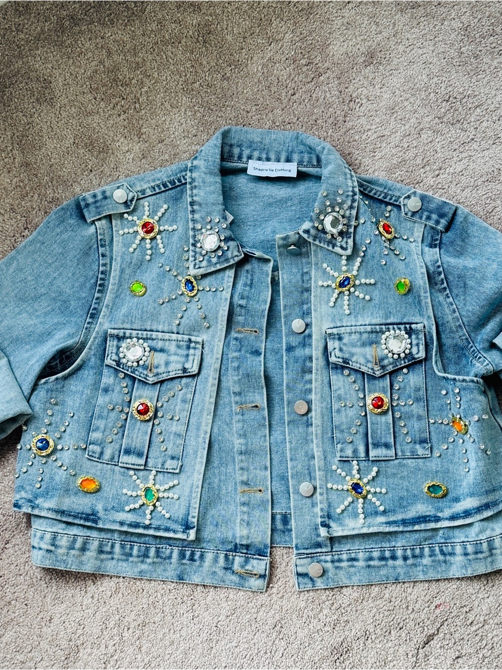 Fall Maximalist Y2K Colorful Rhinestone & Gem Denim Jacket | Size M/L | NWT